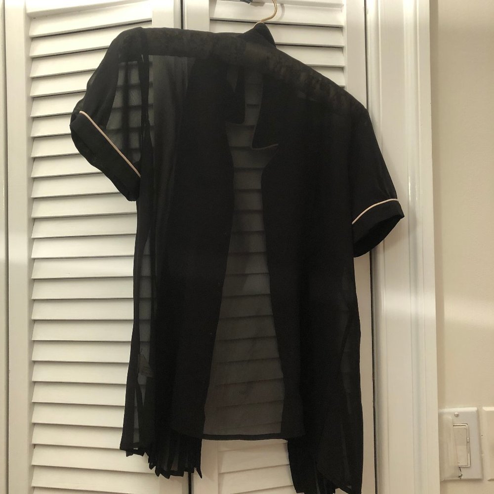 Zara Basic Black Transparent Tulle Like Shirt, 6 - image 4